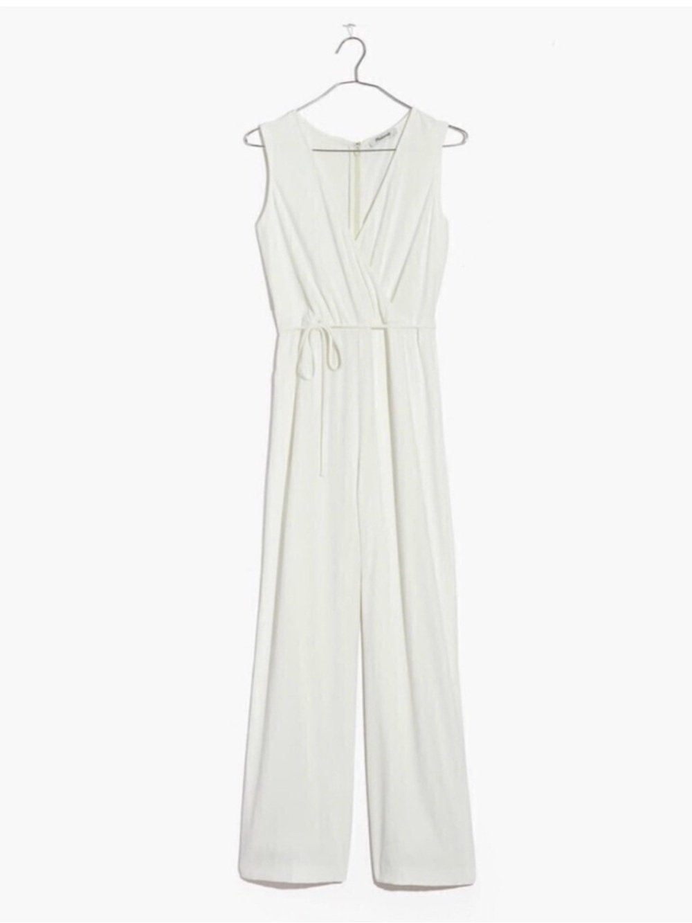 Madewell Tie-Waist Wide-Leg White‎ Wrap Jumpsuit  Size 8